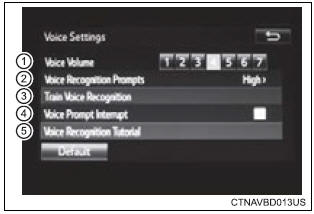 Toyota Highlander. Voice settings