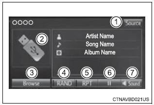 Toyota Highlander. Audio control screen